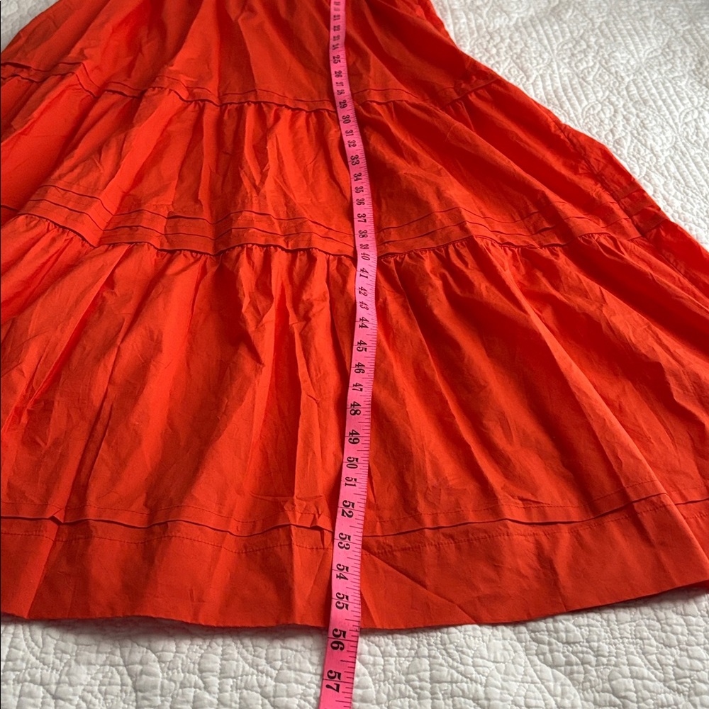NWT Quince 100% Organic Cotton Poplin Tiered Maxi Dress Vermillion Red Size XL - Picture 14 of 15